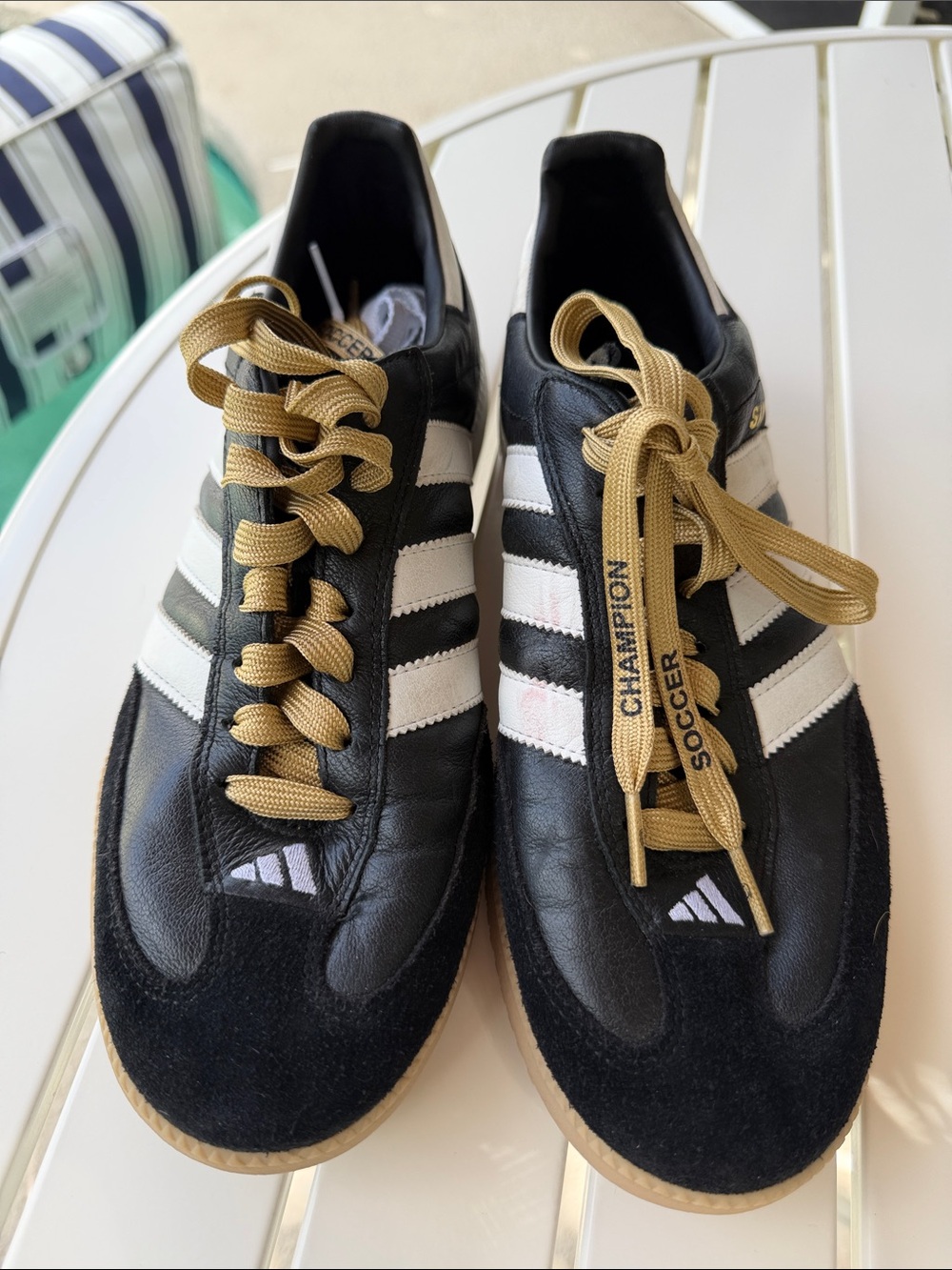 Adidas Vintage Black & White Champion Soccer Samba